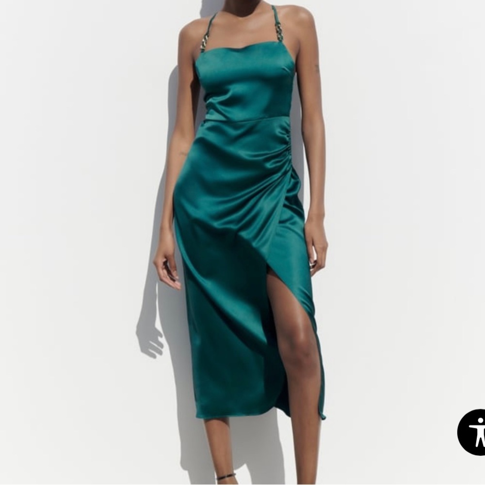 NWT ZARA Satin BLACK dress